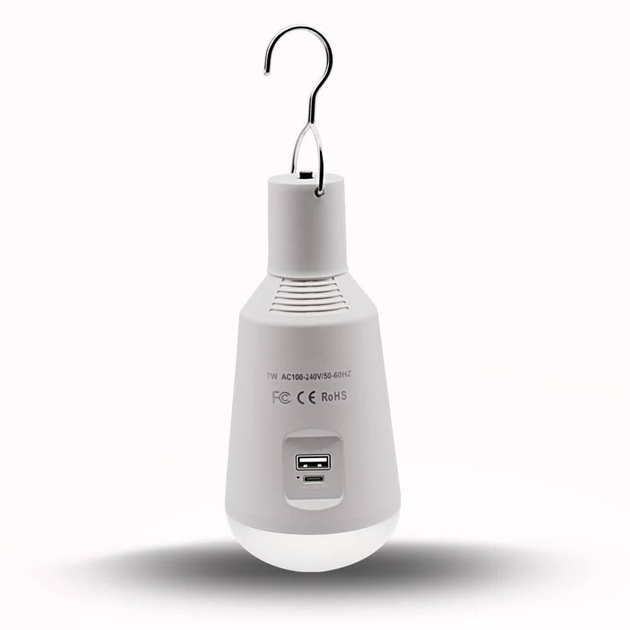 Світлодіодна лампа з акумулятором 2200 mAh цоколь Е27 7W з батарейкою ...