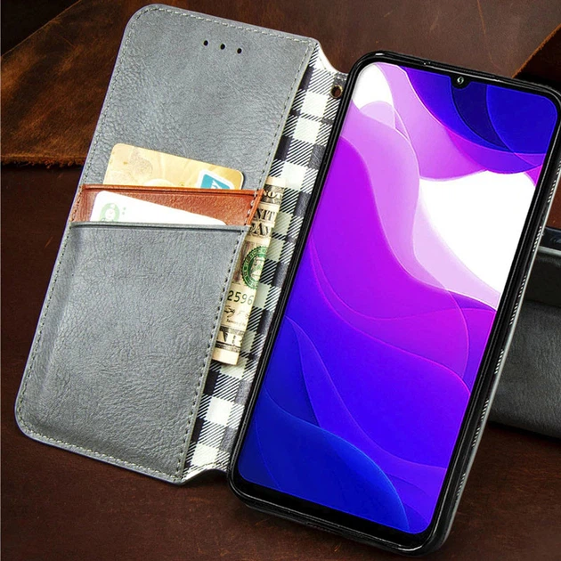 Кожаный чехол книжка GETMAN Cubic (PU) для Xiaomi Redmi 9A Grey - изображение 5