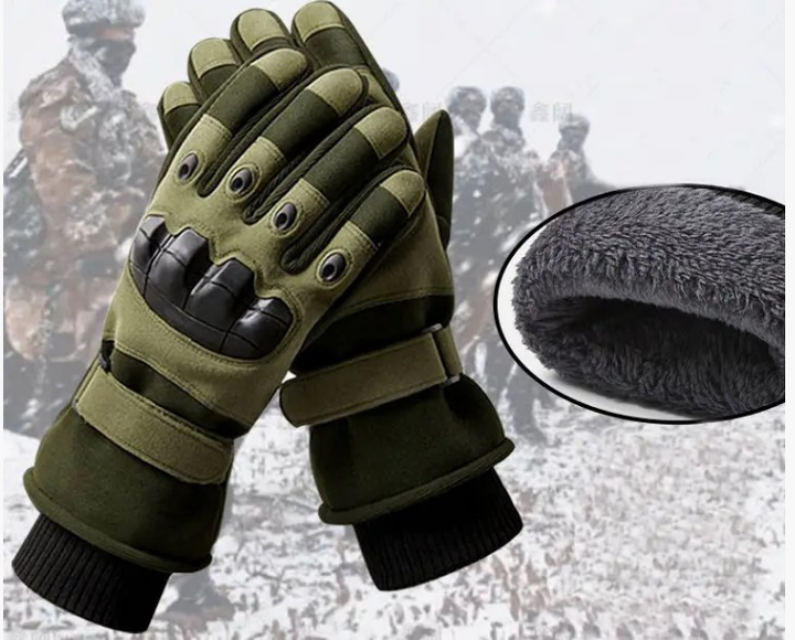 Зимові тактичні рукавиці, олива, теплі на флісі D3-PMR-PRCT-М - зображення 1