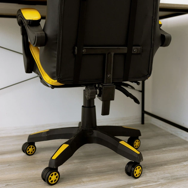 Крісло ігрове GAMING CHAIR OC-810 з підставкою для ніг, колір чорний/жовтий - зображення 10