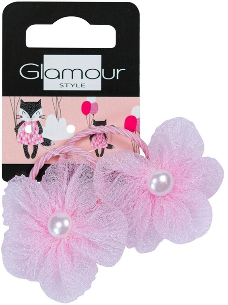 Набір резинок для волосся Glamour квіти дитячі рожеві 2 шт (5902704171664) - зображення 1