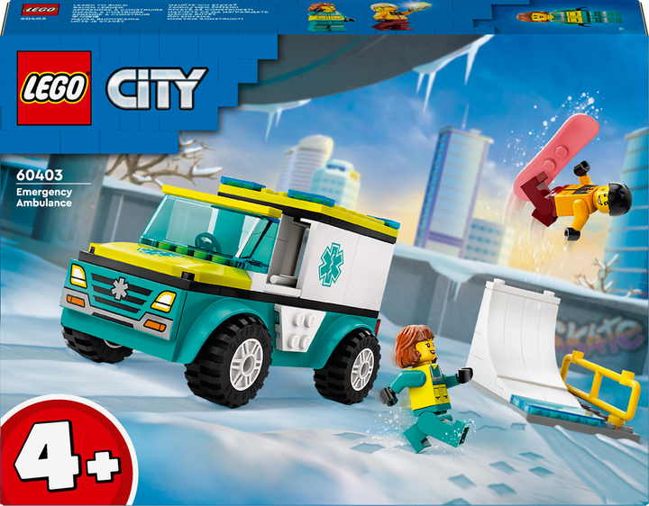 Zestaw klocków Lego City Karetka i snowboardzista 79 części (60403) - obraz 1