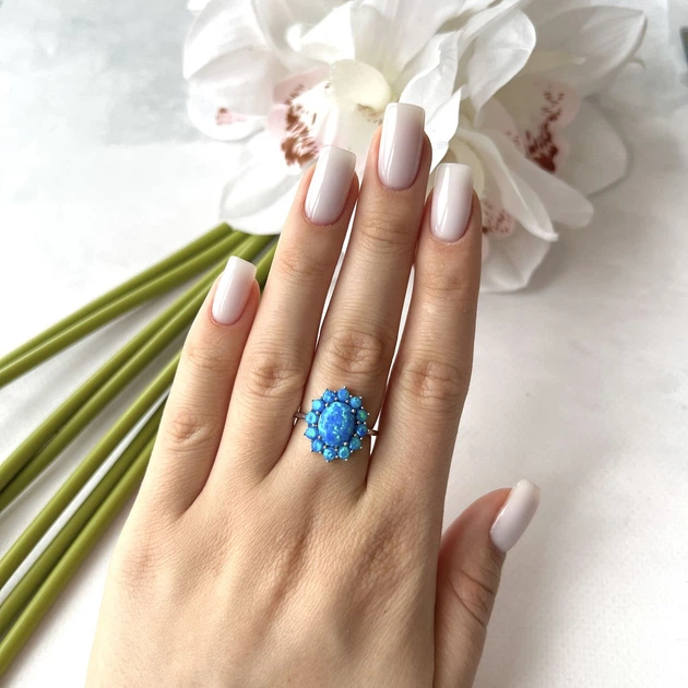Серебряное кольцо с опалом 2.125ct, вес изделия 3,53 гр (2151845) - изображение 6