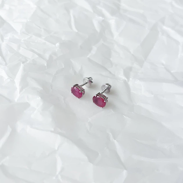 Серебряные серьги с натуральным рубином 3.286ct (2151333) - изображение 8