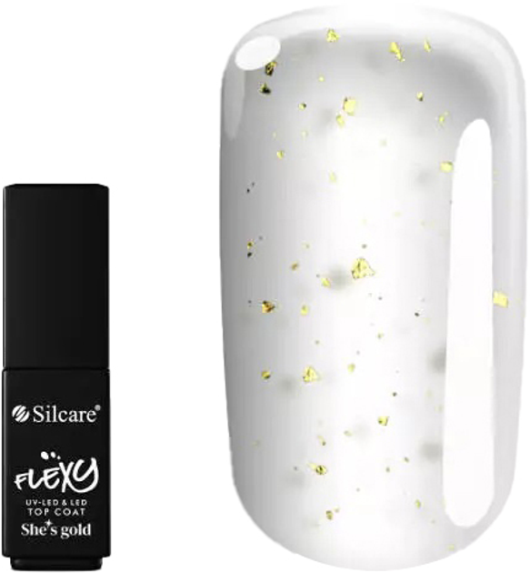 Топове покриття Silcare Flexy She's Gold Top Coat з частинками золотого кольору 4.5 г (5902560546521) - зображення 1