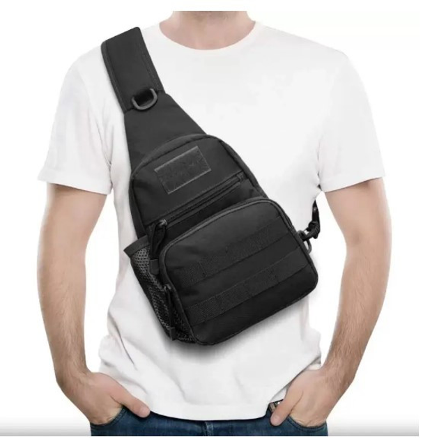 Тактическая нагрудная сумка 5 л (25х17х10 см) Черная A14 - изображение 1