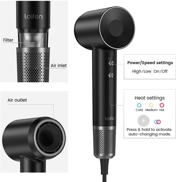 Фен Laifen Swift Premium Platinum Black - Фото 9 Фен Laifen Swift Premium Platinum Black - изображение 9