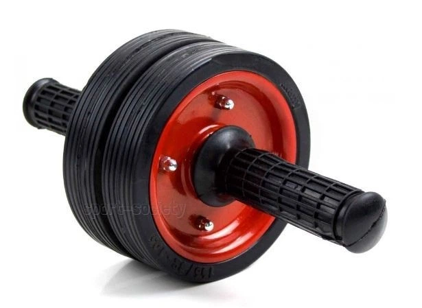 Ролик для пресса Power Roller двойной металлический на подшипнике диаметр 14.5 см чёрный с красным - Фото 2 Ролик для пресса Power Roller двойной металлический на подшипнике диаметр 14.5 см чёрный с красным - изображение 2