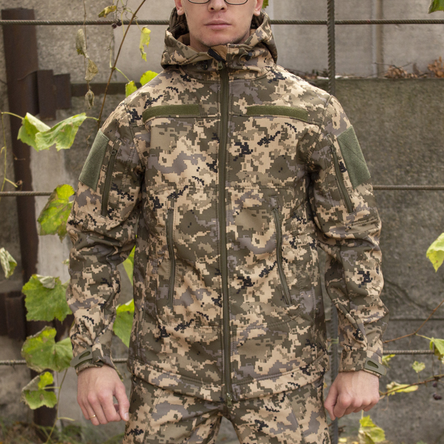 Куртка на флисе размер S Soft Shell Tactic Pixel Софтшелл пиксель водонепроницаемая - изображение 2