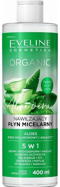 Woda micelarna Eveline Organic Aloe 400 ml (5903416033332) - obraz 1