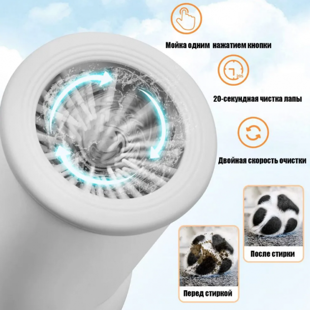 Лапомийка автоматична Pet Foot Wash 827-6 з силіконовими щетинками для очищення лап від USB - зображення 3