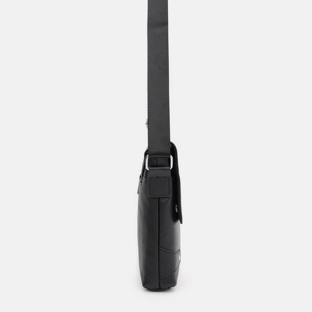 Сумка-планшет через плечо мужская из натуральной кожи Laras K10033bl Черная (ROZ6501003290) - изображение 5