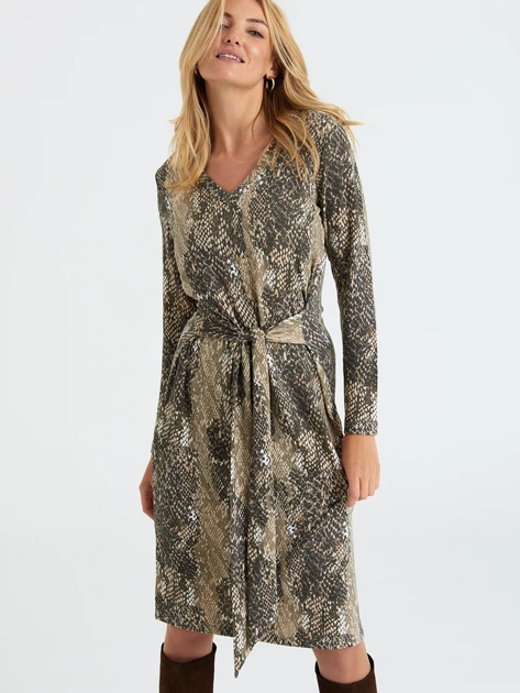 Sukienka damska midi Greenpoint SUK5460035W22ANM09 42 Piaskowa (5903245354578) - obraz 3