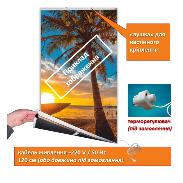 Инфракрасный пленочный обогреватель Теплая Картина Лампочка 61x107см/250Вт/220В - изображение 6
