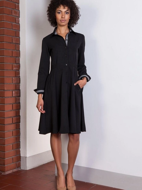 Плаття-сорочка міді жіноче Lanti Suk151 38 Чорне (5904252709559) - зображення 1