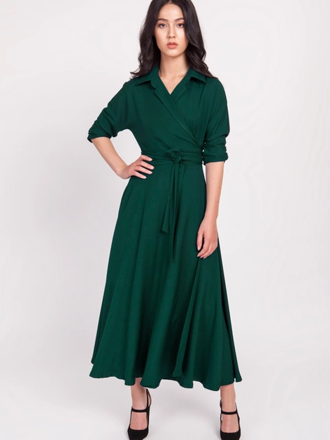 Sukienka kopertowa damska wiązana w pasie Lanti Suk172 42 Zielona (5904252711873) - obraz 1