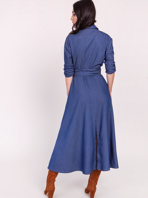 Плаття на запах міді жіноче Lanti Suk173 34 Синє (5904252711958) - зображення 2
