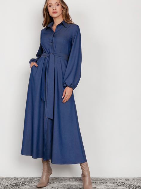 Плаття-сорочка максі жіноче Lanti SUK204 42/44 Синє (5904252721759) - зображення 1