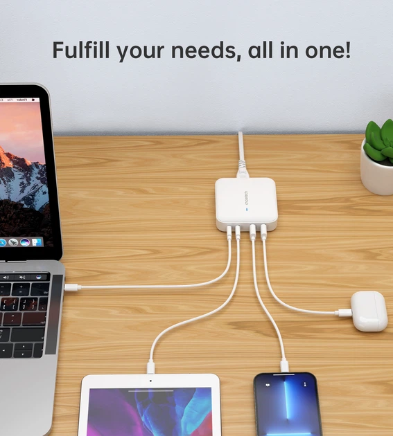 Зарядний пристрій CHOETECH GaN 100W USB-C White (PD8008-EU-WH) - зображення 6