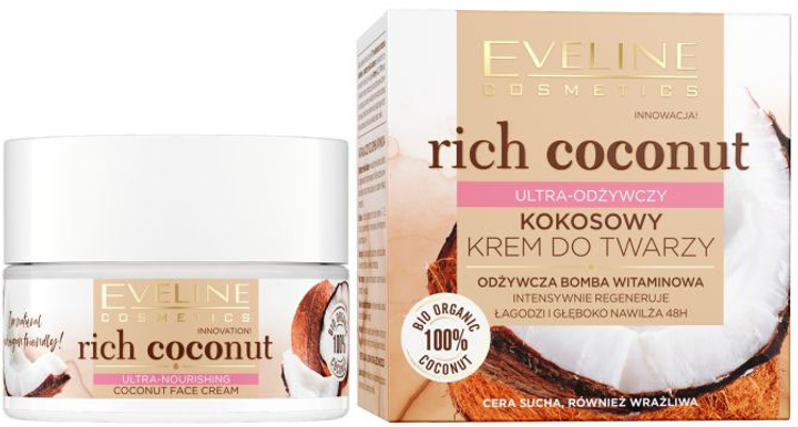 Krem do twarzy Eveline Rich Coconut Ultra Nourishing Face Cream 50 ml (5903416030249) - obraz 1