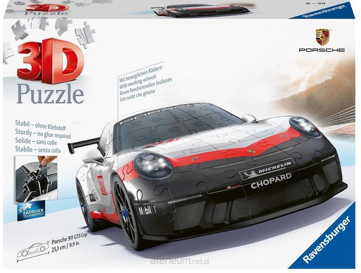 3D Puzzle Ravensburger Pojazdy Porsche 911 GT3 Cup 108 elementów (4005556115570) - obraz 1