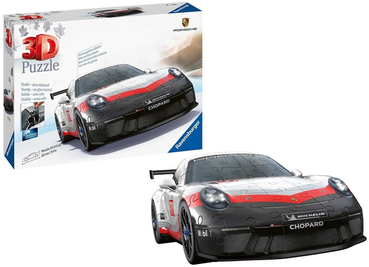 3D Puzzle Ravensburger Pojazdy Porsche 911 GT3 Cup 108 elementów (4005556115570) - obraz 2