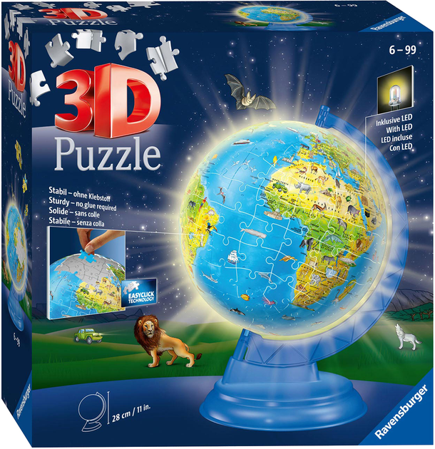 3D Puzzle Ravensburger Globus podświetlany 188 elementów (4005556112883) - obraz 1