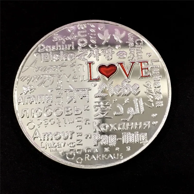 Коллекционная памятная монета для влюбленных Love Мултиязычная silver - Фото 8 Коллекционная памятная монета для влюбленных Love Мултиязычная silver - изображение 8