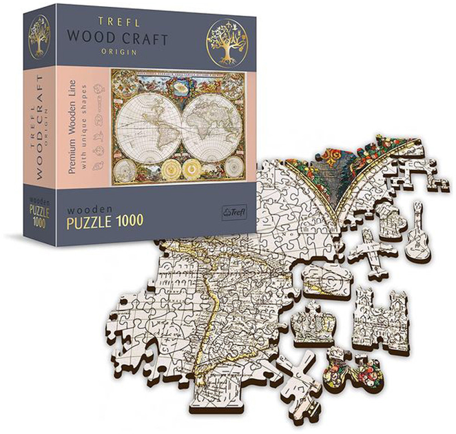 Puzzle drewniane Trefl Antyczna mapa świata 1000 elementów (5900511201444) - obraz 2