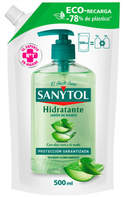Antyseptyk Sanytol Recambio Jabón Antibacteriano Hidratante 500 ml (8411135006799) - obraz 1