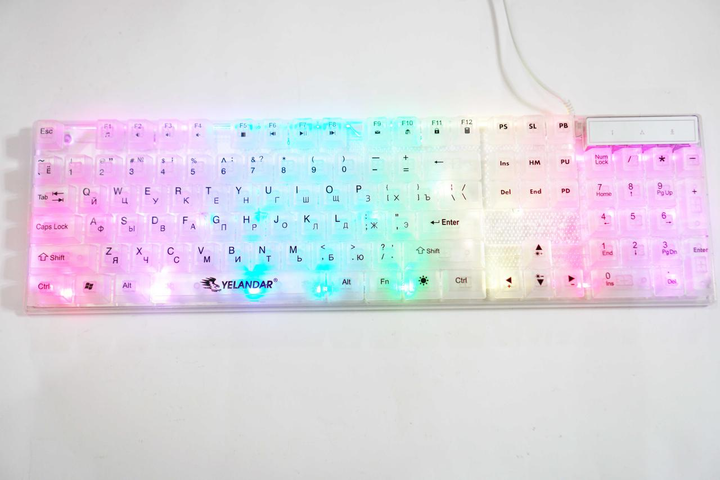 Проводная USB RGB мембранная клавиатура с подсветкой Белая Yelandar AN ...