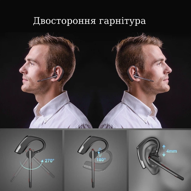 Гарнітура Bluetooth New Bee NB-M51 Black (NB-M51-EN) гарантия 1 рік - зображення 5