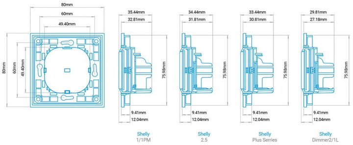Włącznik światła Shelly "Wall Switch 2" dwuprzyciskowy biały (3800235266199) - obraz 3