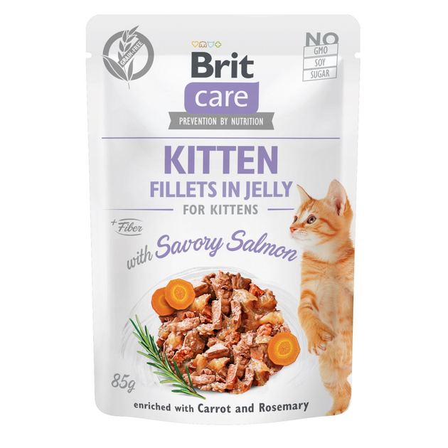 Влажный корм для котят Brit Care с лососем в желе 85 г – купить онлайн ...
