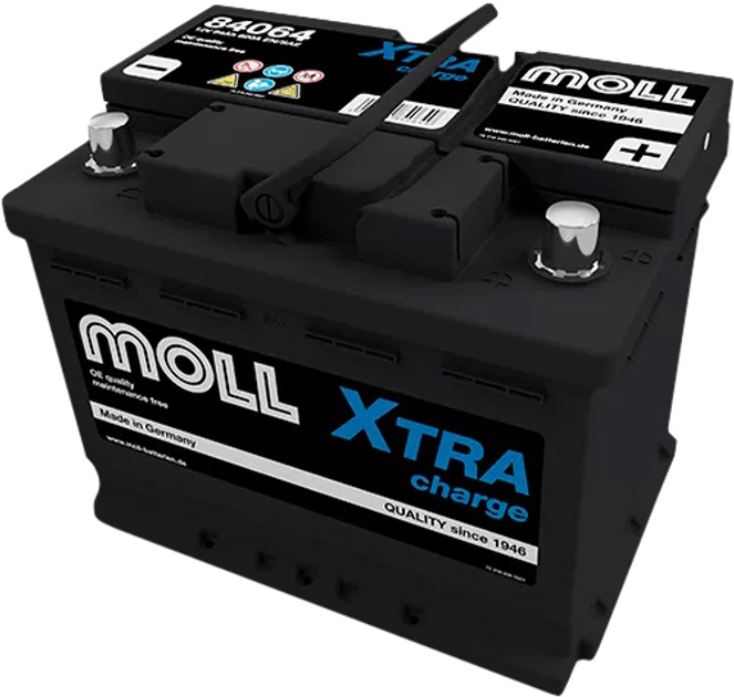 Автомобильный аккумулятор MOLL X-Tra Charge 12 В 64 А/час 620 A (4027701840649) - изображение 1