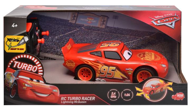 Samochód zdalnie sterowany Auta Disney Cars RC Turbo Racer Lightning McQueen 17 cm (4006333070099) - obraz 1