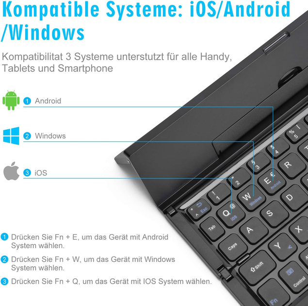 Бездротова клавіатура складана VHG CL-888 Foldable Bluetooth Keyboard, Black - зображення 6