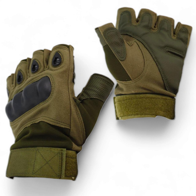 Тактичні рукавички без пальців 9051_L_Olive - зображення 1