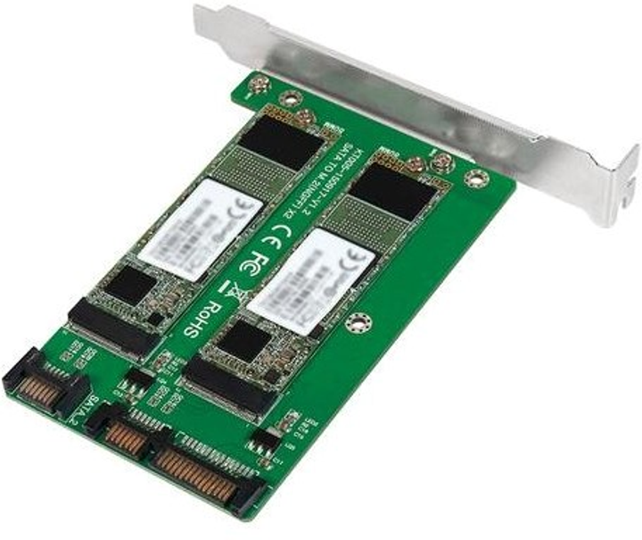 Adapter LogiLink 2 x SATA - 2 x M.2 SATA SSD Green (4052792054484) - obraz 1