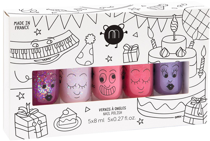 Набір лаків для нігтів Nailmatic Kids Party Nail Polish sheepy 8 мл + polly 8 мл + cookie 8 мл + kitty 8 мл + piglou 8 мл (3760229891984) - зображення 1