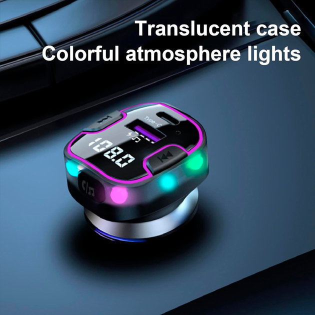 Автомобильный FM ФМ модулятор Terra С49, Bluetooth 5.0, трансмиттер, вольтметр, USB 3.1А, Type C - изображение 5