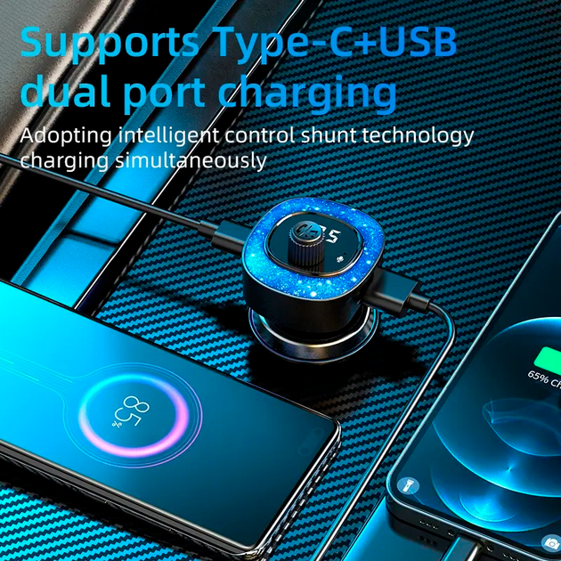 Автомобильный FM ФМ модулятор Terra С41, Bluetooth 5.0, трансмиттер, USB 3.1А, Type C - изображение 8