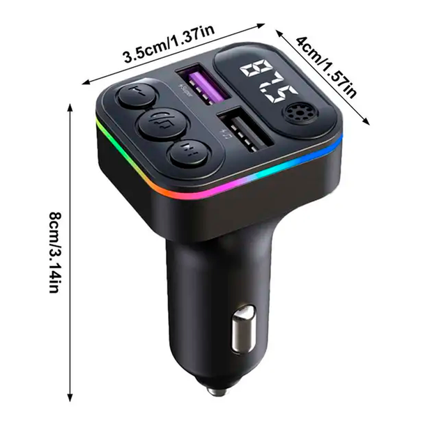 Автомобильный FM ФМ модулятор Terra С38, Bluetooth 5.0, трансмиттер, вольтметр, быстрая зарядка QC3.0 - изображение 2
