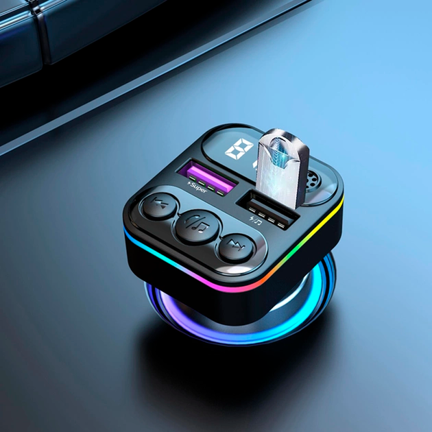 Автомобильный FM ФМ модулятор Terra С38, Bluetooth 5.0, трансмиттер, вольтметр, быстрая зарядка QC3.0 - изображение 3