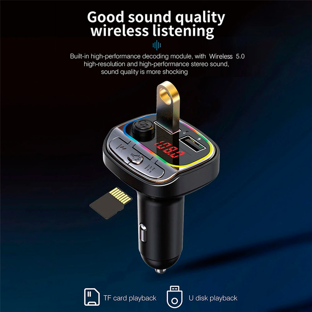 Автомобильный FM ФМ модулятор Terra С21, Bluetooth 5.0, трансмиттер - изображение 2