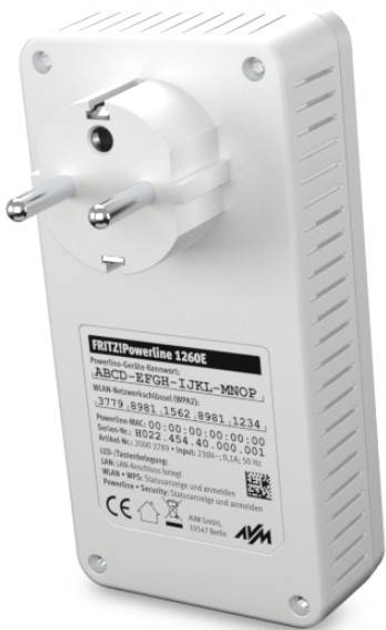 Adapter AVM FRITZ!Powerline 1260E 1200Mbit/s Wbudowane połączenie Ethernet WLAN Biały 1 szt. pojedyncza (20002789) - obraz 8