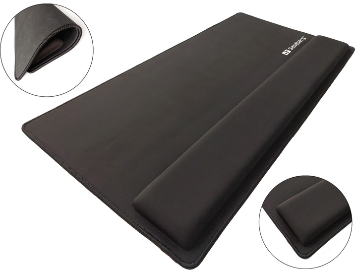 Podkładka pod mysz komputerową z poduszką pod nadgarstek Sandberg Desk Pad Pro XXL Black - obraz 1