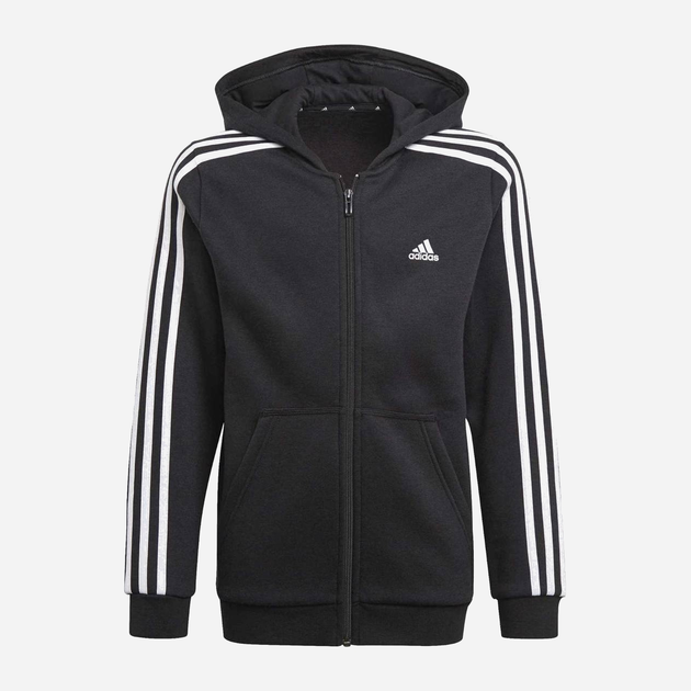 Młodzieżowa bluza rozpinana z kapturem dla chłopca Adidas B 3S Fz Hd GQ8900 152 cm Czarna (4064036088377) - obraz 1