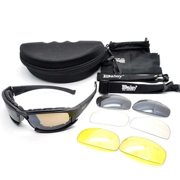 Тактические очки DAISY X7 Polarized UV400 солнцезащитные Black - изображение 1