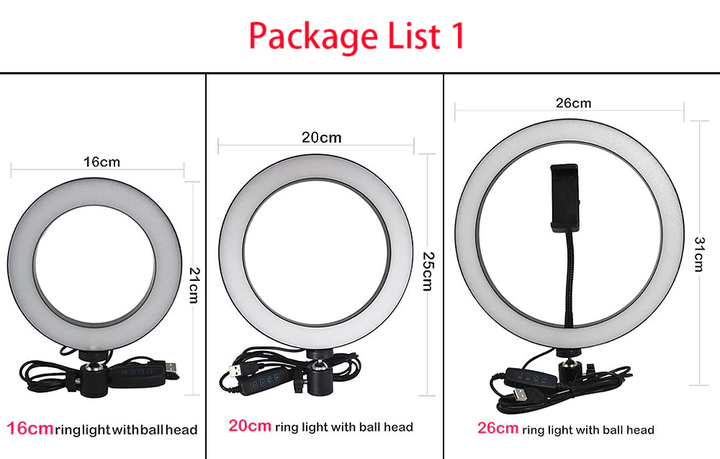 Кольцо LED YINGNUOST для блогеров 20 см Black - изображение 2